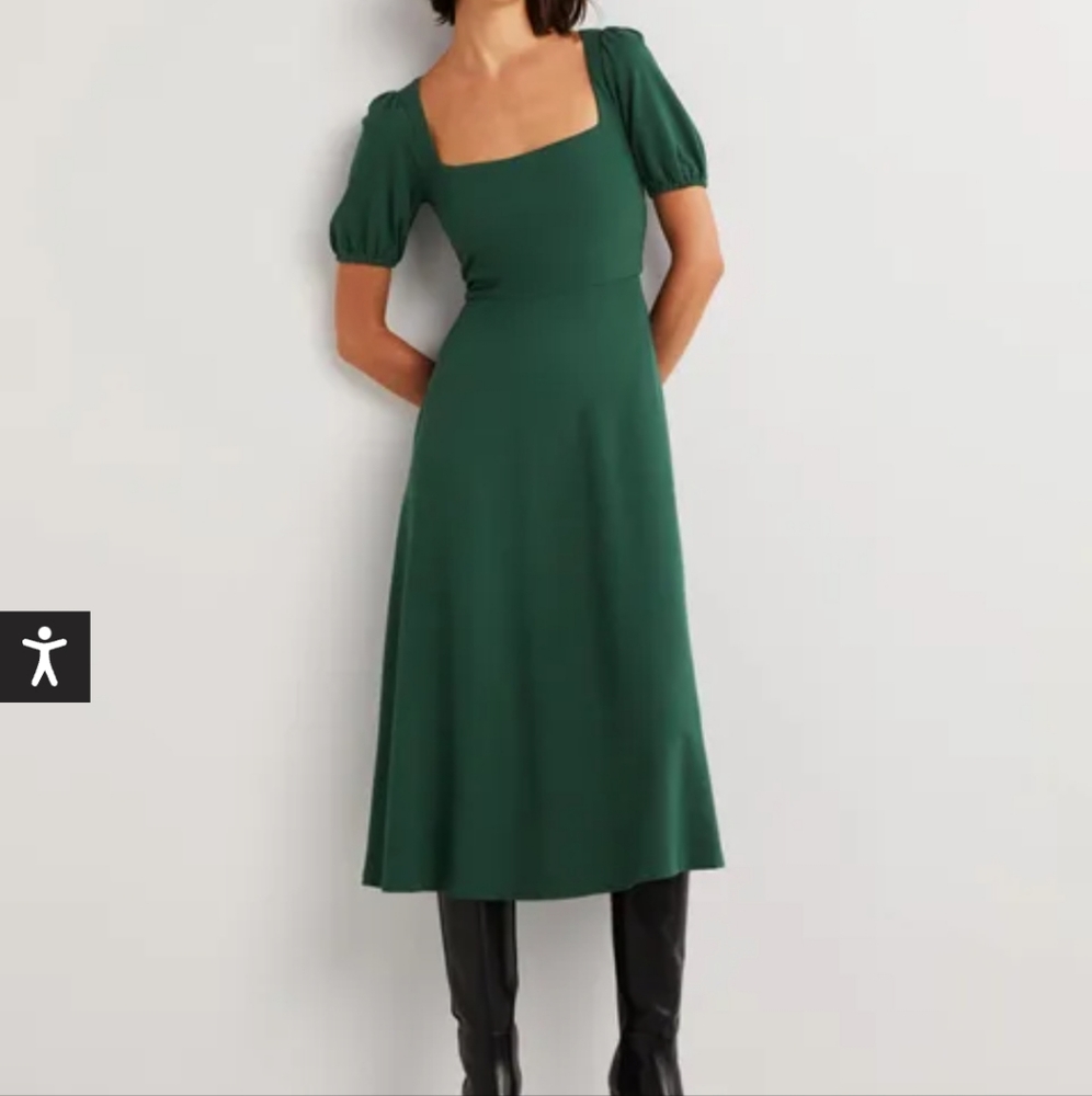 Boden Short Sleeve Jersey Midi Dress, Hunter Green